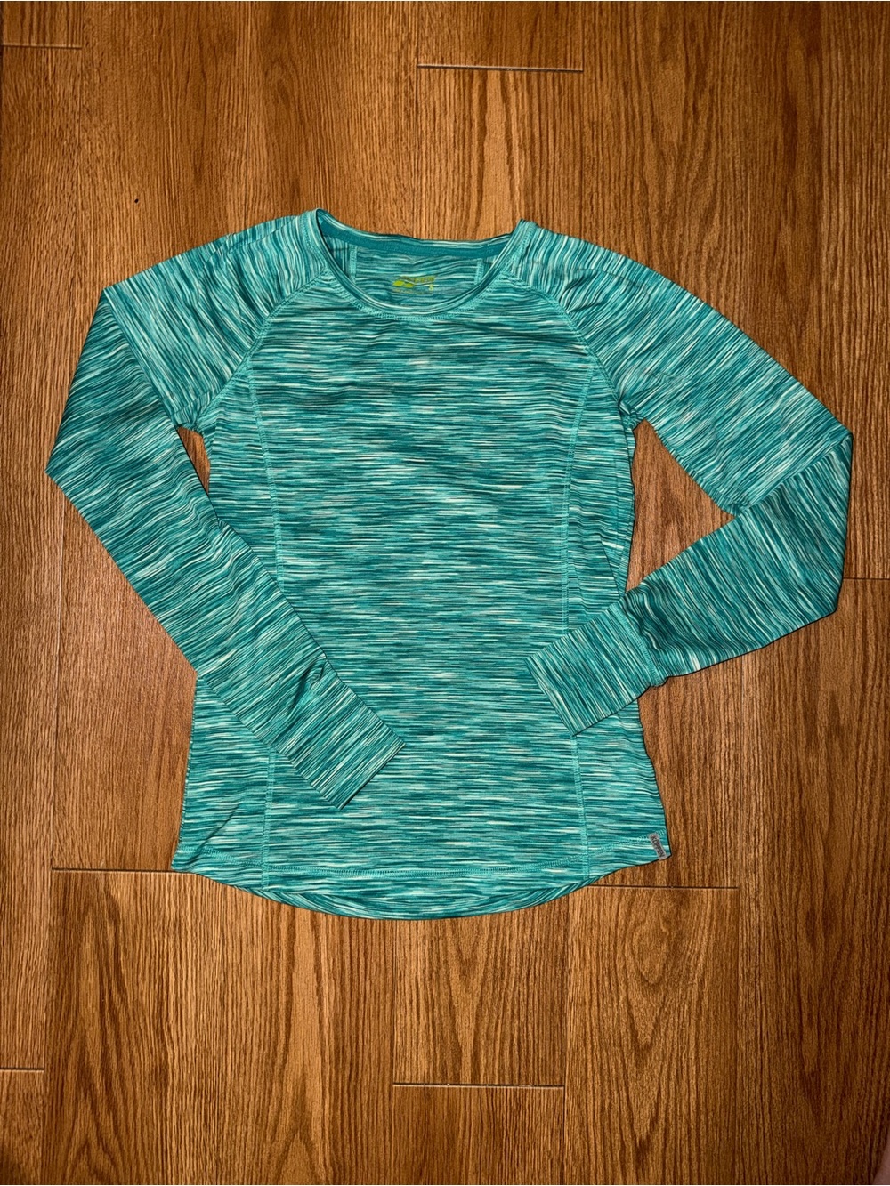 Koppen Lightweight Teal Space-Dye Long Sleeve Top